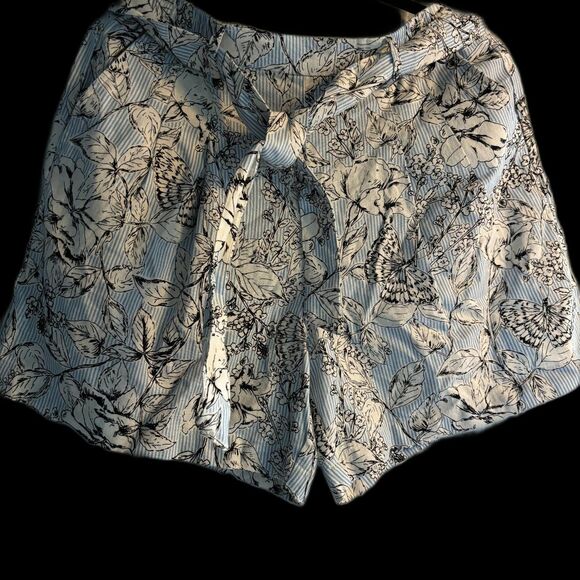 Tommy Hilfiger Blue/Black/White Floral Linen Shorts Sz S NWT - Picture 1 of 3